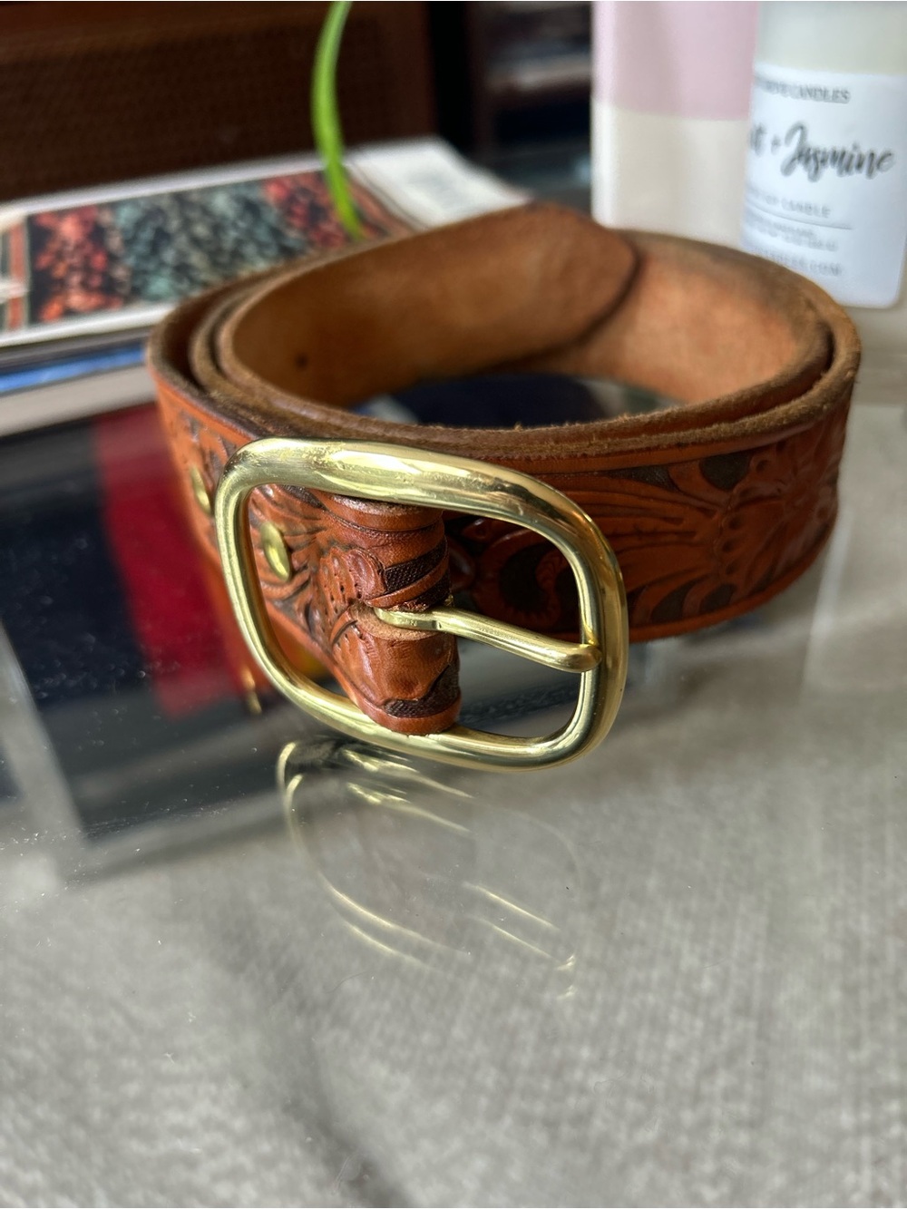 Soft Genuine Leather Womens Belt with Brass Buckle - Picture 3 of 4